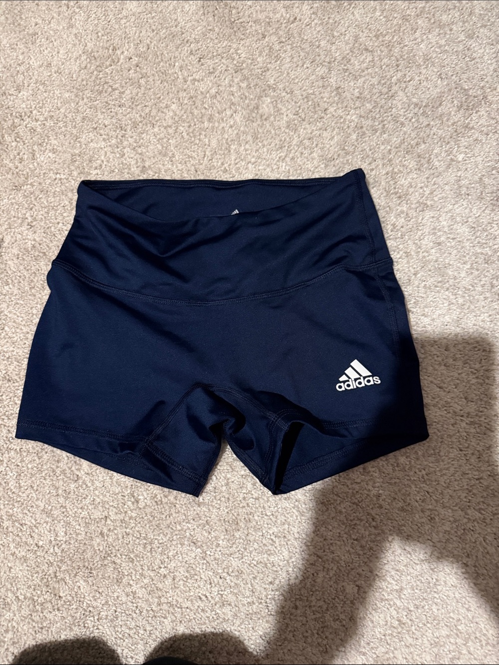 adidas Women's Dark Blue Athletic High-Waist Training Shorts